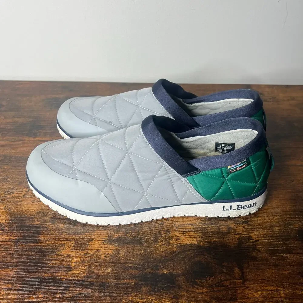 L.L.‎ Bean Ultralight PrimaLoft Slip-Ons Green Grey Men's 12 Medium *No Insert*